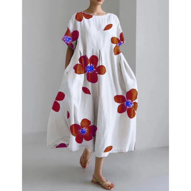 Vestido "Keila" - Blanco/Rojo