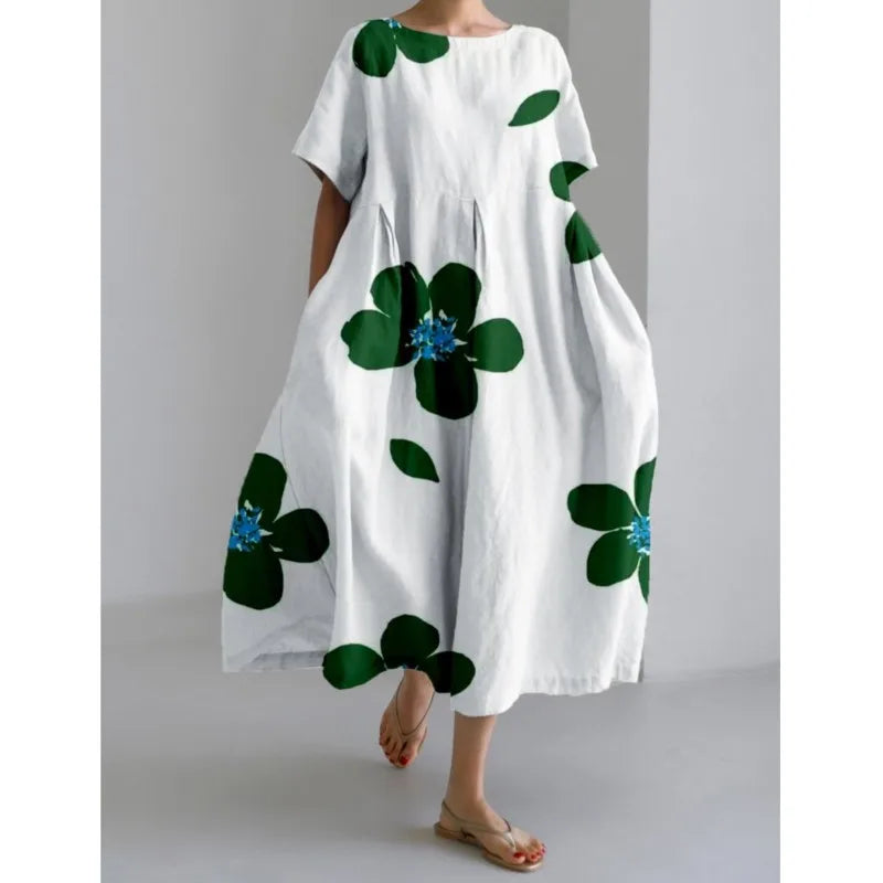 Vestido "Keila" - Blanco/Verde Mogol