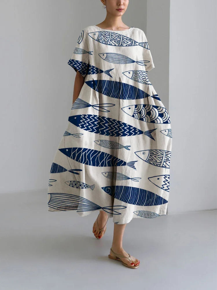 Vestido "Keila" - Pescado Azul Oceánico