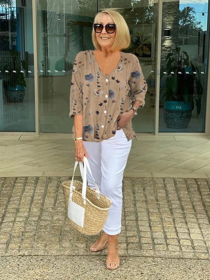 Blusa de algodón y lino "Dasha"