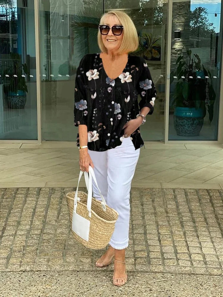 Blusa de algodón y lino "Dasha"