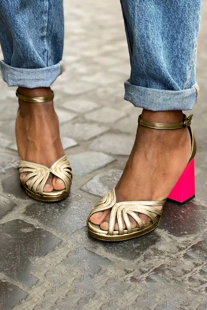 Tacones de bloque con pulsera al tobillo "Zoé"