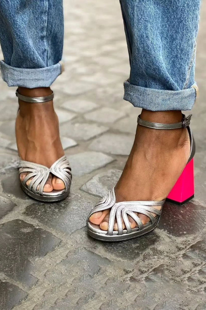 Tacones de bloque con pulsera al tobillo "Viola"