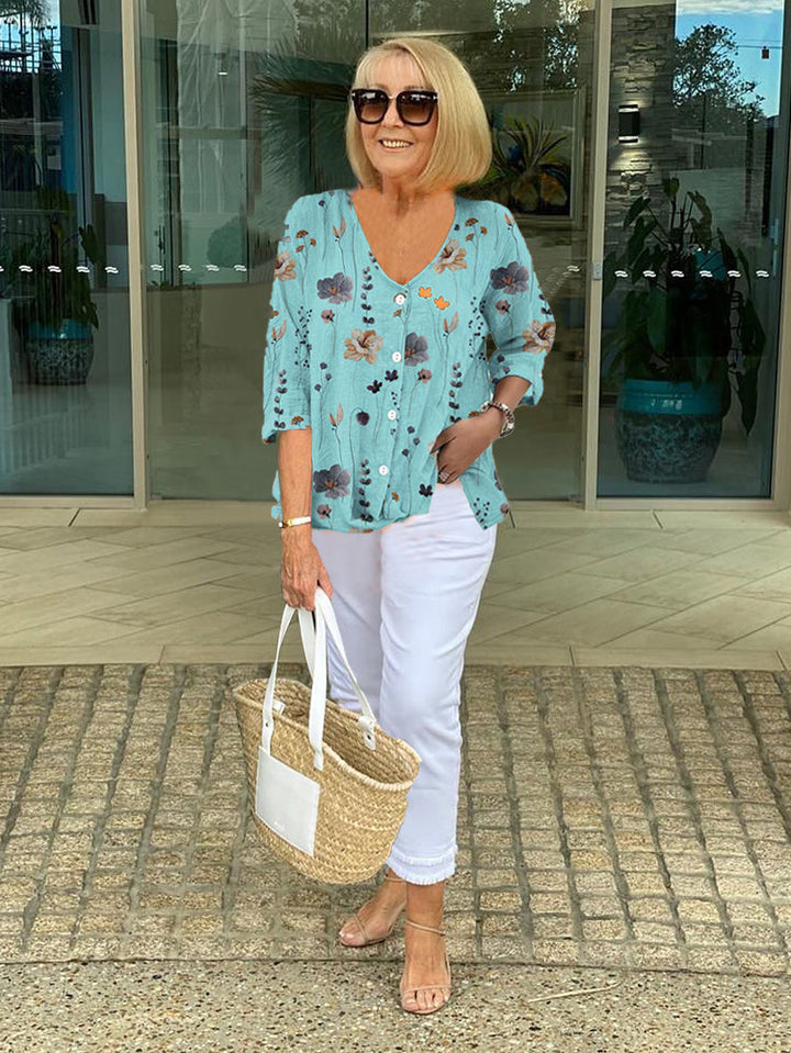 Blusa de algodón y lino "Dasha"