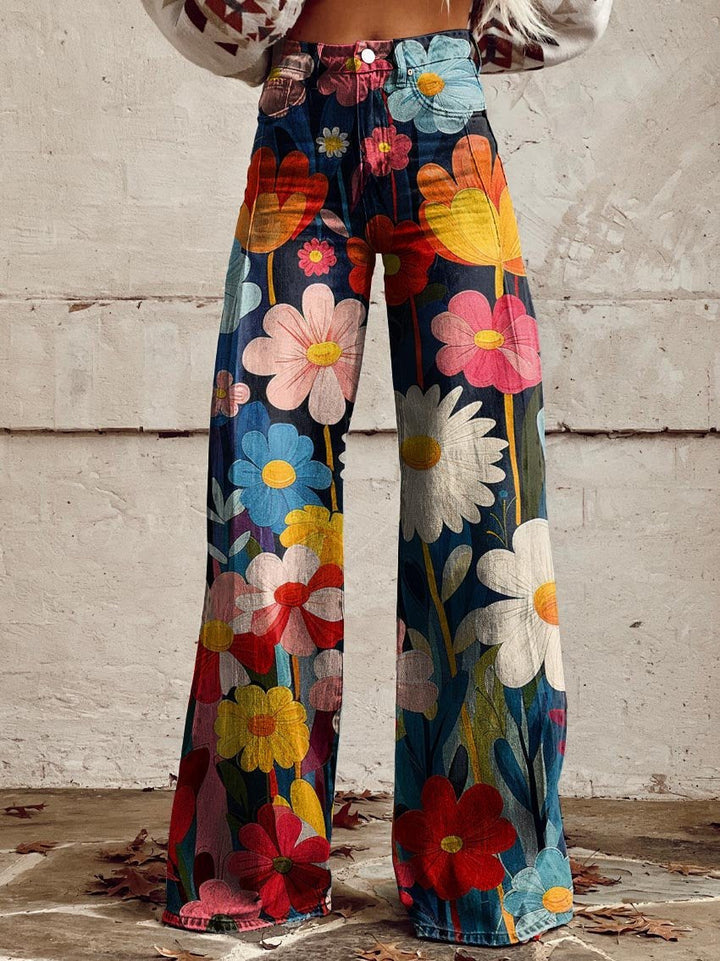 Pantalones Florales de Pierna Ancha "Vianey"