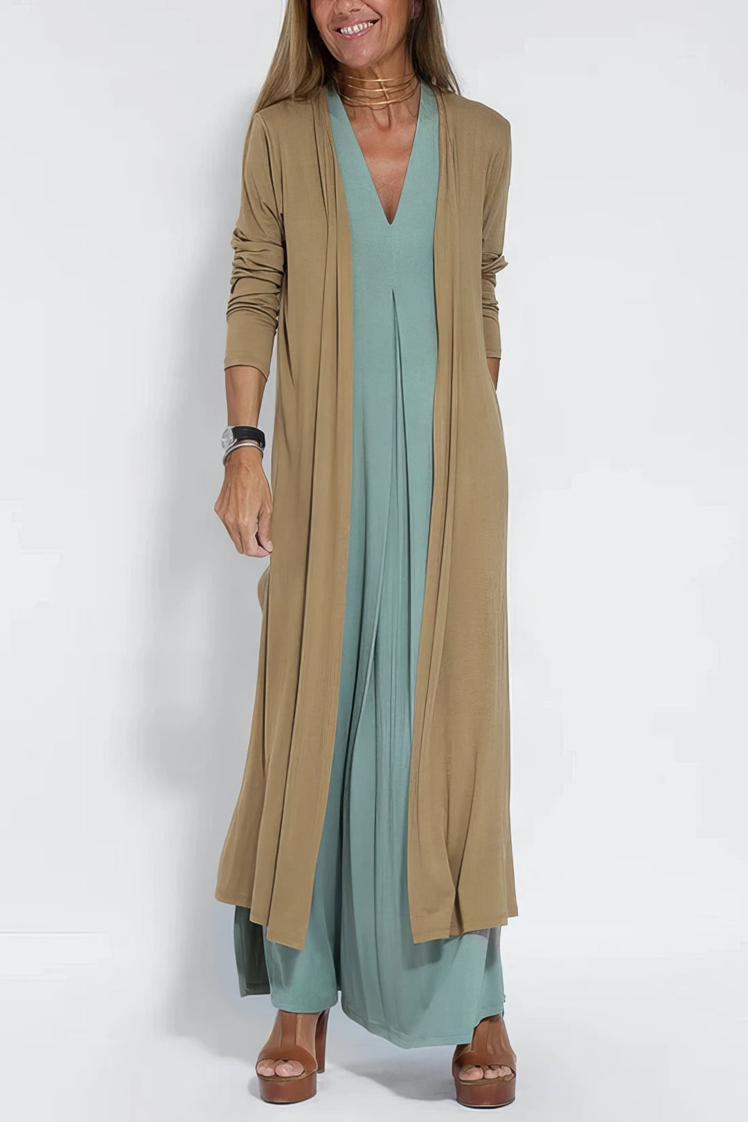 Vestido Largo "Zoe" + Cárdigan Gratis